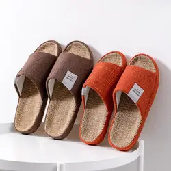 Zapatillas de lino transpirables antideslizantes suaves para casa