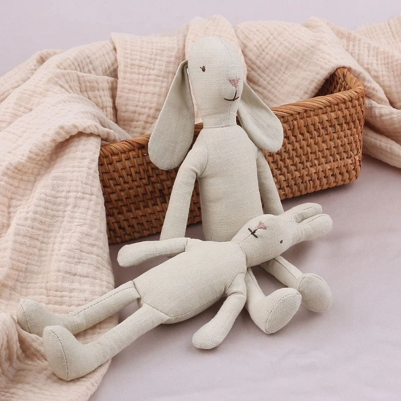 Muñeco de conejito de dibujos animados para niños y niñas, conejo de peluche kawaii, suave de algodón PP, juguete para dormir para recién nacidos