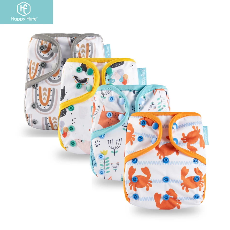 Happy Flute cubierta impermeable para pañales con bordes de colores
