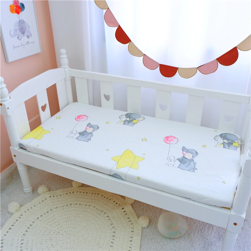 Funda de colchón para cama de bebé, Sábana de cuna suave de algodón para recién nacidos, Sábana bajera protectora, funda de cojín, ropa de cama para habitación de bebé Dec - imagen 2