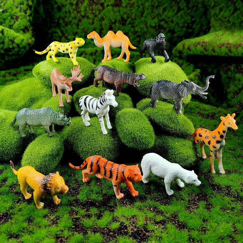 Figura de cebra, León, Tigre, hipopótamo, ciervo, guepardo, elefante, oso, modelo Animal, decoración del hogar, accesorios de decoración de jardín de hadas en miniatura - imagen 2