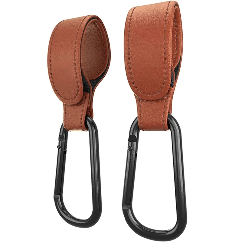 Colgador de Gancho del Cochecito de bebé portátil de cuero PU, gancho de velcro, mosquetón, organizador de carrito, Clip para accesorios de cochecito, 1/2 uds. - imagen 5