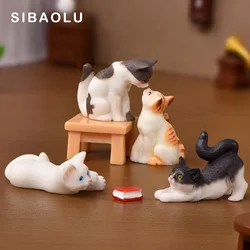 Figurita de gato de dibujos animados para decoración del hogar, decoración de tartas de jardín de hadas en miniatura, accesorios, regalo de figura moderna