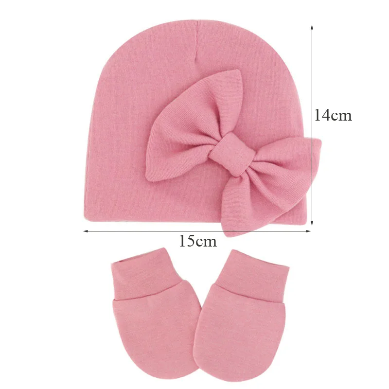 Gorro de algodón para recién nacido con guantes - imagen 4