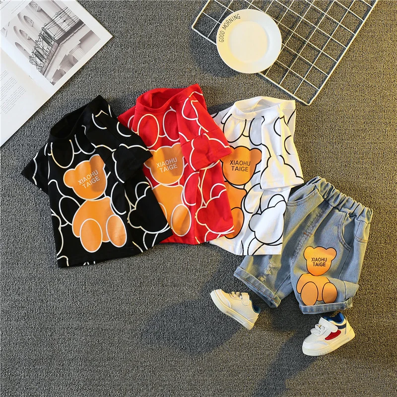 Nueva ropa de verano para niñas, traje para niños, camiseta de dibujos animados a la moda, pantalones cortos, 2 unids/set, disfraz informal para niños, chándales para niños - imagen 2