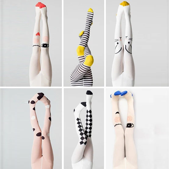 YWHUANSEN, medias de primavera para niños, pantimedias de gato de dibujos animados para niñas, pantimedias de algodón tejidas, medias bonitas para niños, pantimedias para bebés