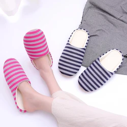 Zapatillas de interior mujer felpa corta a rayas para hogar primavera