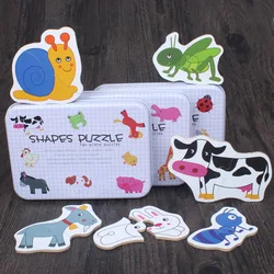 Rompecabezas de madera para bebé - piezas grandes, frutas y animales