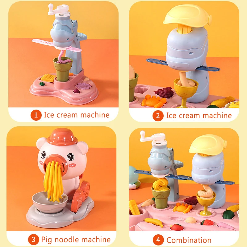 Máquina de fideos de imitación para niños, casa de juegos familiar, juego de juguetes, plastilina de colores, máquina de helados, molde, juguetes para niños - imagen 3