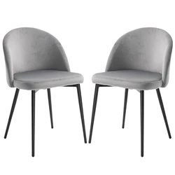 HOMCOM Set de 2 Sillas de Comedor con Asiento y Respaldo Acolchados con Cubierta de Terciopelo Carga 120 kg 49x50x77 cm