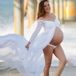 Vestido de maternidad encaje blanco para sesión fotográfica