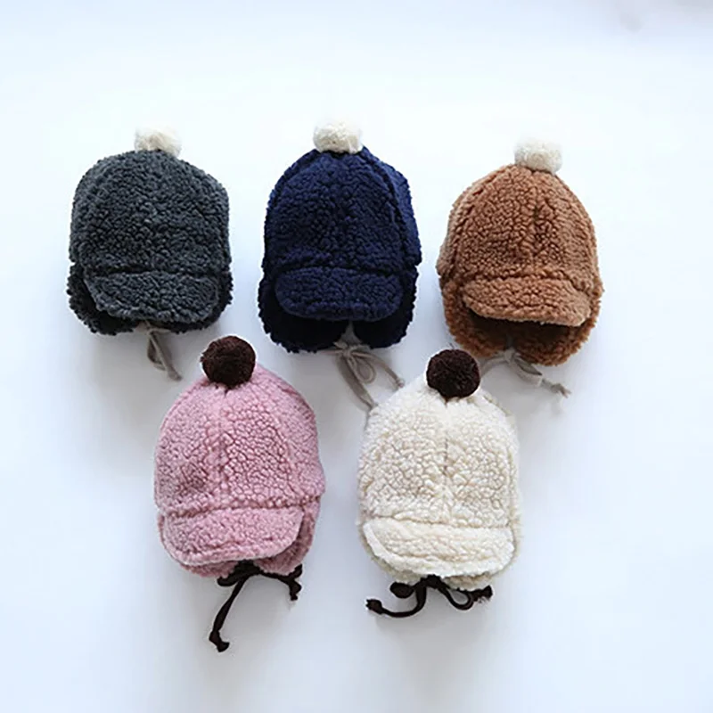 Gorro de piel de peluche para niños y niñas, gorros cálidos para bebés, cubierta para la oreja - imagen 4