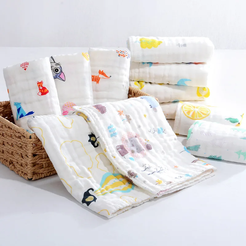 10 Uds. 6 capas de alta densidad 100% algodón Clase A paño de gasa de muselina pañuelo para bebé toalla facial toalla de Saliva para bebé 25x50cm - imagen 2