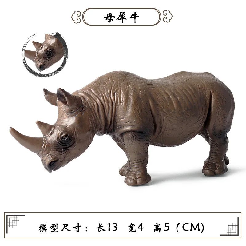 Un modelo de rinoceronte. Parece ser una escultura o figura detallada y realista, probablemente destinada a exhibición o como artículo coleccionable. El rinoceronte está representado con sus característicos cuernos grandes, una piel gruesa y un cuerpo robusto.