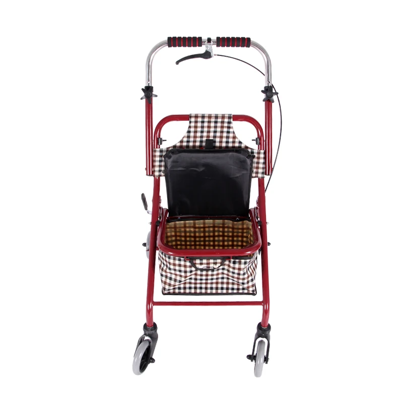 Carro de compras plegable con asiento para mayores, ruedas suaves - imagen 4
