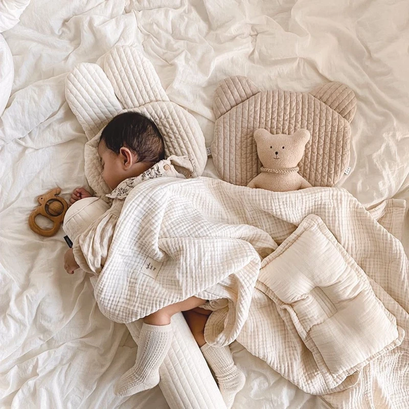 Almohada plana de algodón para bebé – Forma de conejo - imagen 5
