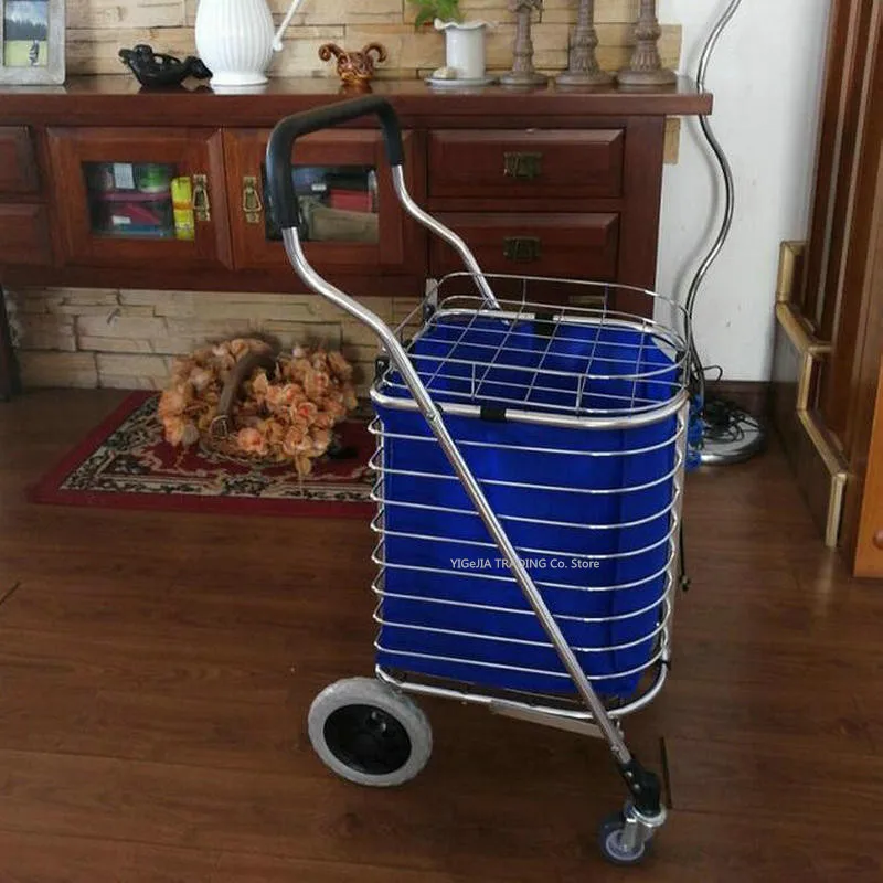 Carrito de compras portátil con cubierta, carro de comestibles pequeño plegable, camión rodante de aleación de aluminio - imagen 5
