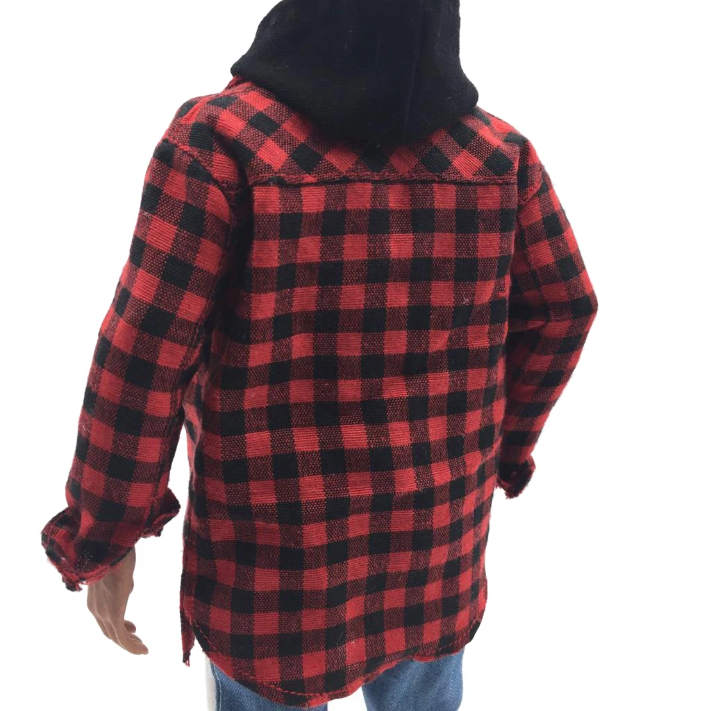 Camisa a cuadros roja para hombre, chaqueta, ropa para hombre, muñeca de figuras de acción de 12 pulgadas, escala 1/6 - imagen 4