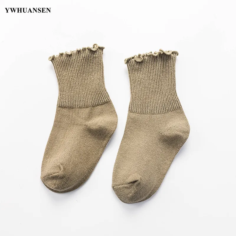 YWHUANSEN 1 a 8 años 10 colores primavera otoño calcetines para niños calcetines de algodón de color caramelo para niñas borde con volantes calcetines para niños pequeños - imagen 3