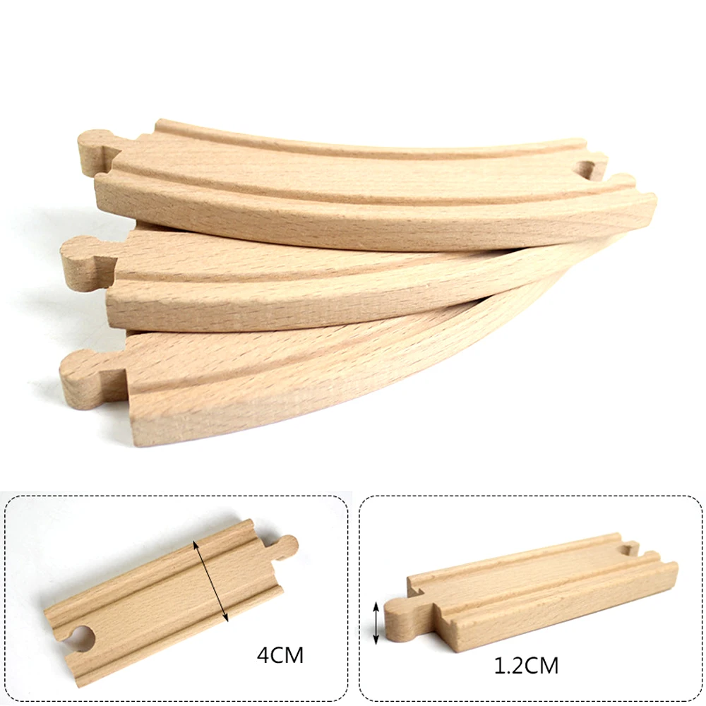 Pista de madera para niños, todos los tipos, horquilla, bifurcación ferroviaria, accesorios de vía de tren de madera de haya, pistas de madera, juguetes educativos, regalo - imagen 5