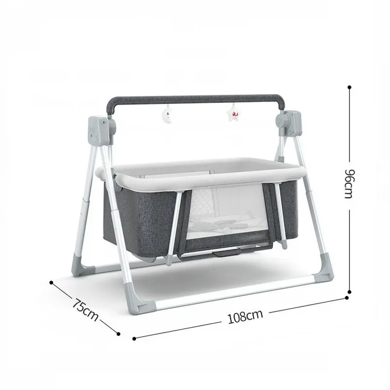 Columpio eléctrico multifuncional para bebé, mecedora portátil con Bluetooth y altura ajustable y temporizador, diseño plegable - imagen 2