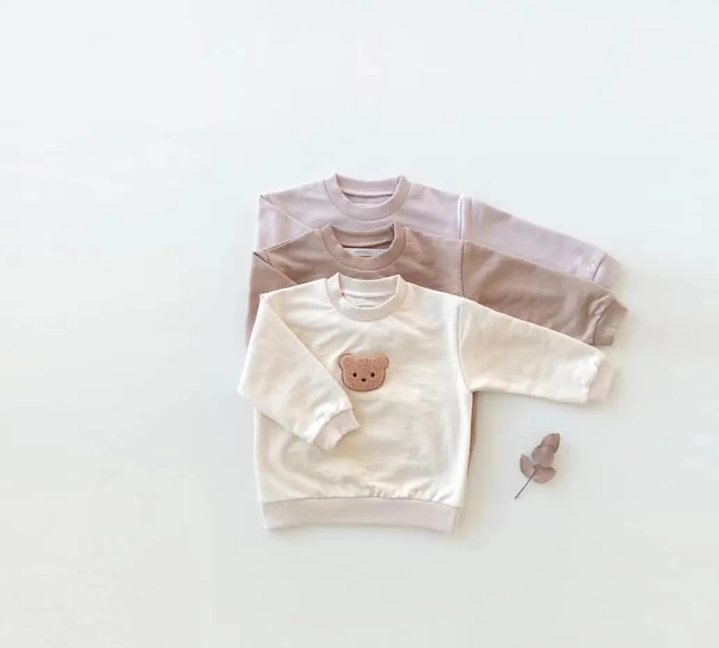 2025 sudadera de bebé de estilo japonés coreano lindo oso bordado cuello redondo otoño primavera ropa para niños pequeños 0-3 años