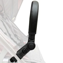 Reposabrazos Universal para cochecito de bebé, barra de parachoques, accesorios para 95% carritos, cuero negro PU, alta calidad