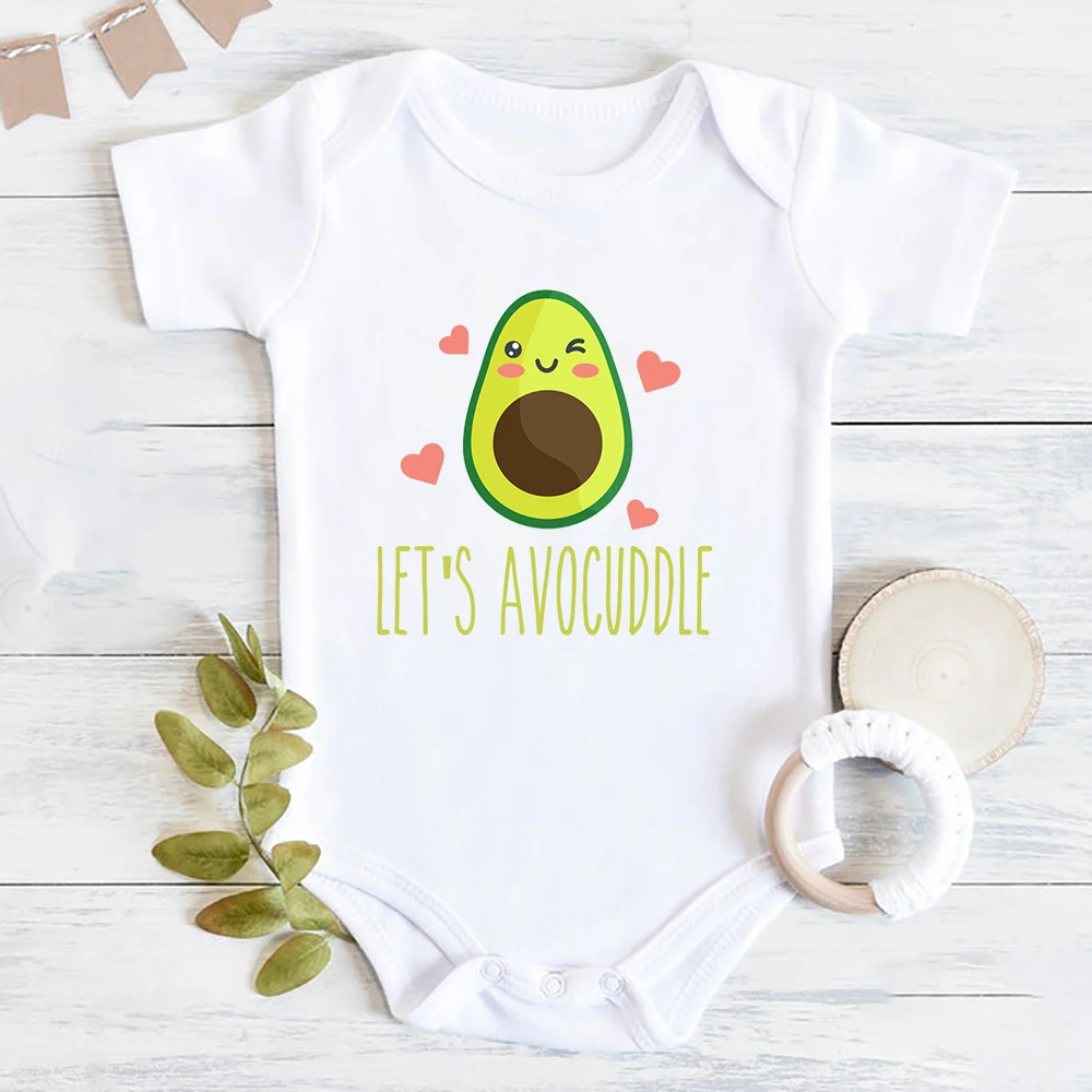 Let's Avocuddle-body de verano para bebé, pelele de manga corta a la moda, bonito y divertido estampado de aguacate, Ropa Neutral de género para bebé