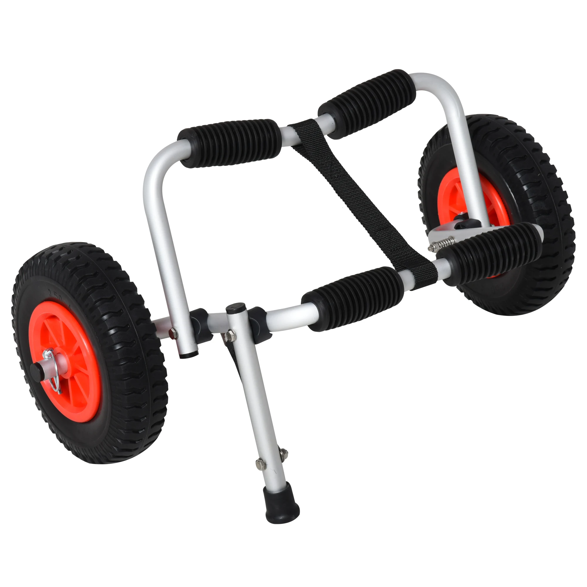 HOMCOM Carro de Transporte Plegable para Kayak Carga 75kg Ajuste Universal con Ruedas para Canoa Embarcación 57,5x33x24cm Plata