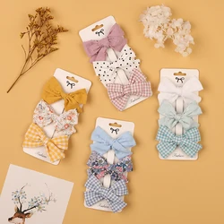 Lazos florales de algodón y lino con clip para niña