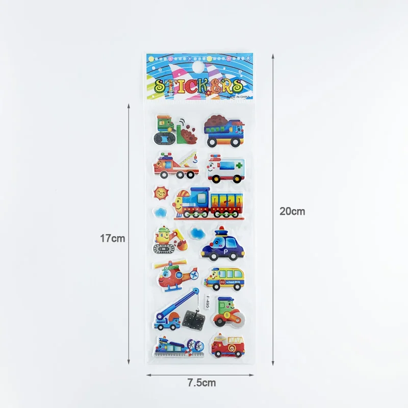 Juego de pegatinas de dibujos animados 3D para niños, pegatinas de tráfico de estilo de avión de vehículo de ingeniería, juguetes para niños, álbum de recortes DIY, regalo para niños, 12 hojas por juego - imagen 4