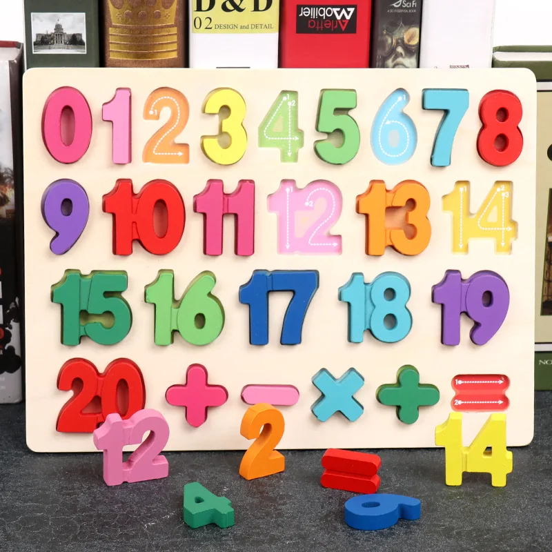 Rompecabezas de números del alfabeto 3D de madera para niños, juguete educativo geométrico Digital con letras coloridas para bebés, regalo para niños pequeños - imagen 2