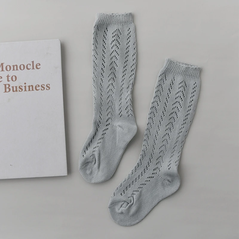 Calcetines hasta la rodilla para niños y niñas, medias de tubo largo de algodón, malla de princesa, calados, novedad de verano - imagen 5