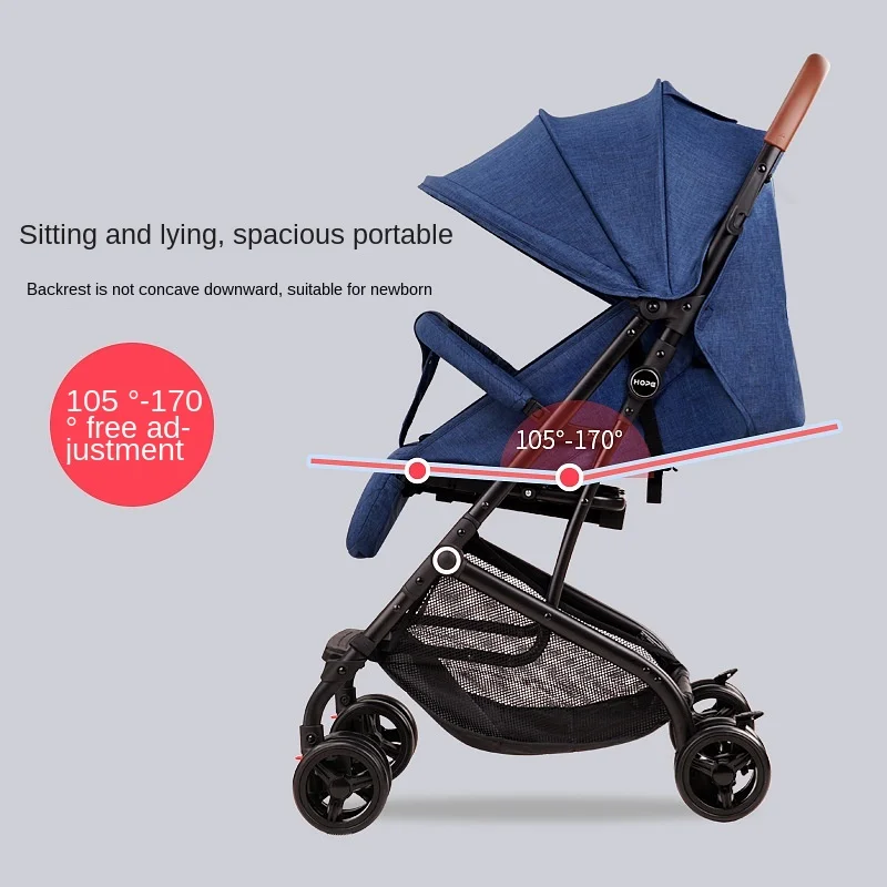 LazyChild-cochecito plegable portátil para niños, carrito para sentarse y acostarse, asiento reclinable, cuatro ruedas, 2023 - imagen 3