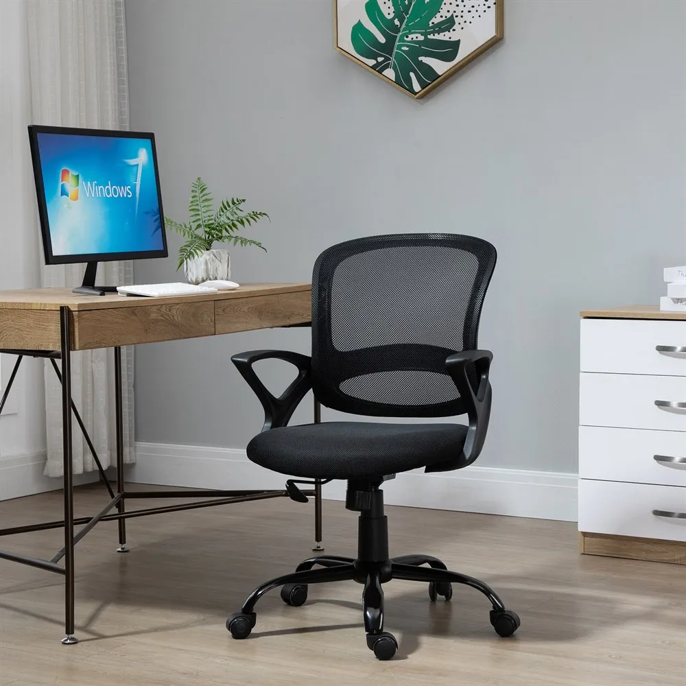Vinsetto Silla de Oficina Ergonómica Silla de Escritorio Basculante con Altura Ajustable Giratorio 360° y Soporte Lumbar Negro - imagen 2