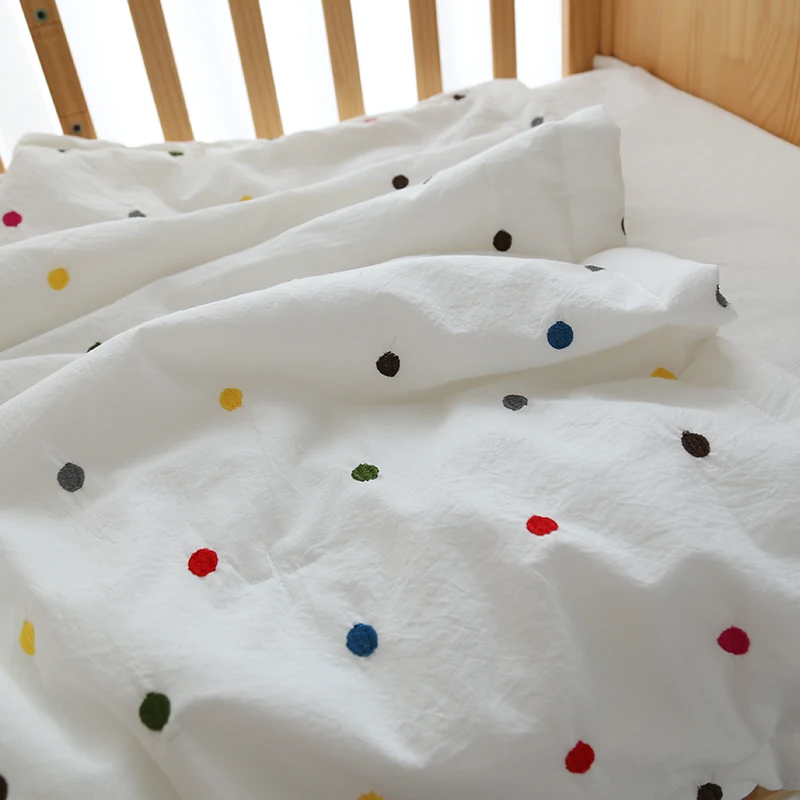 Edredón de muselina de algodón para cama de bebé, edredón con bordado de estrellas de arcoíris, edredón para cuna de niños, colcha - imagen 3