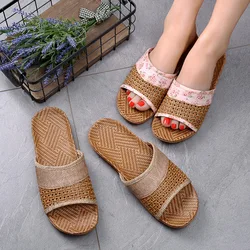 Zapatillas de casa transpirables en lino para hombre y mujer