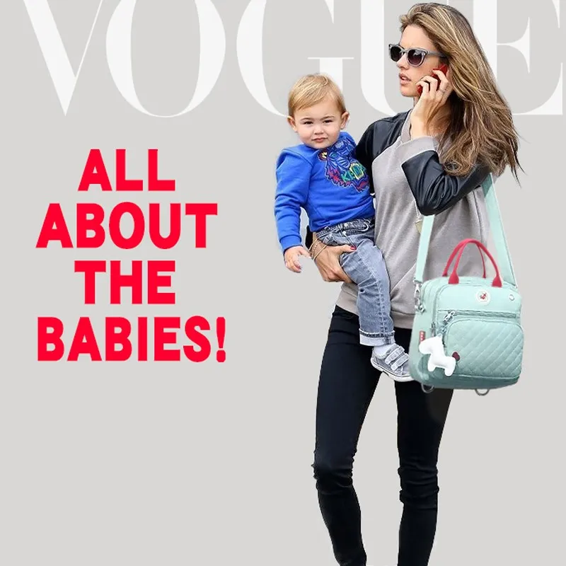 Waterproof Nylon Mom Diaper Bag - Travel Nappy Backpack for Baby Nursing Maternity Women's Multi-Functional Baby Bag - imagen 2