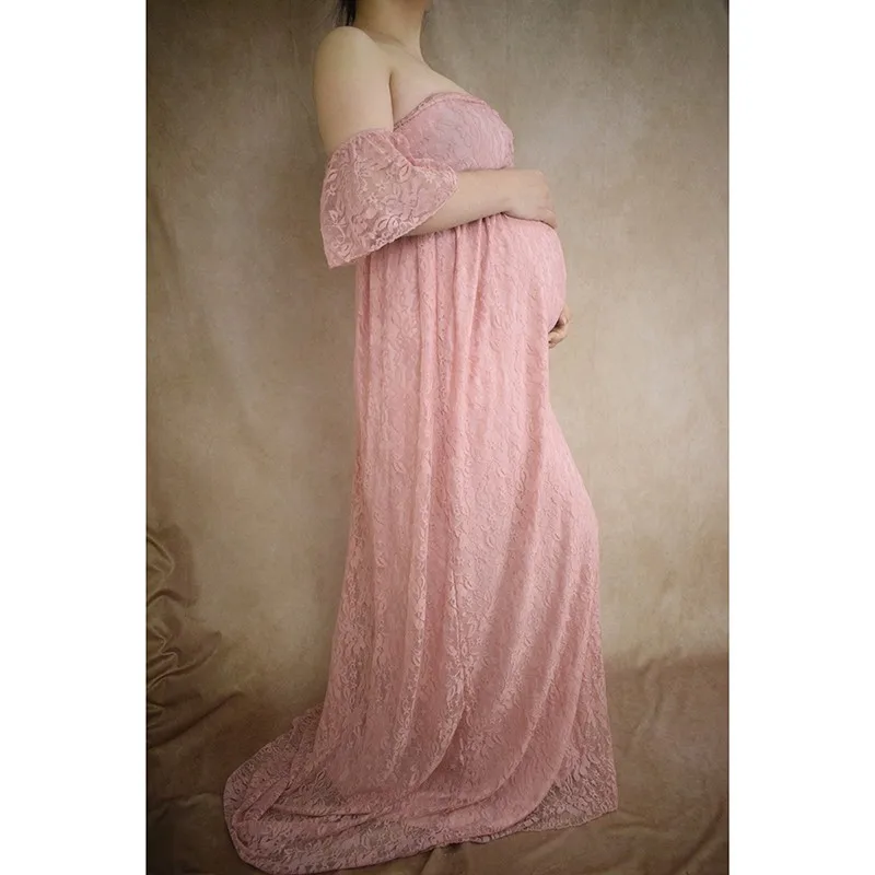Vestidos de embarazo para sesión de fotos, vestidos para mujeres embarazadas, vestido para Baby Shower, fotografía de maternidad, vestido de cola en el suelo de encaje - imagen 5