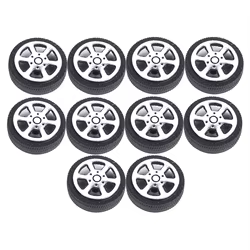 Llantas de plástico y neumáticos de 10 piezas, piezas de construcción para modelos de coches, juguetes, proyecto de ciencia, fabricación de robots (eje de 30mm x 1,9mm)