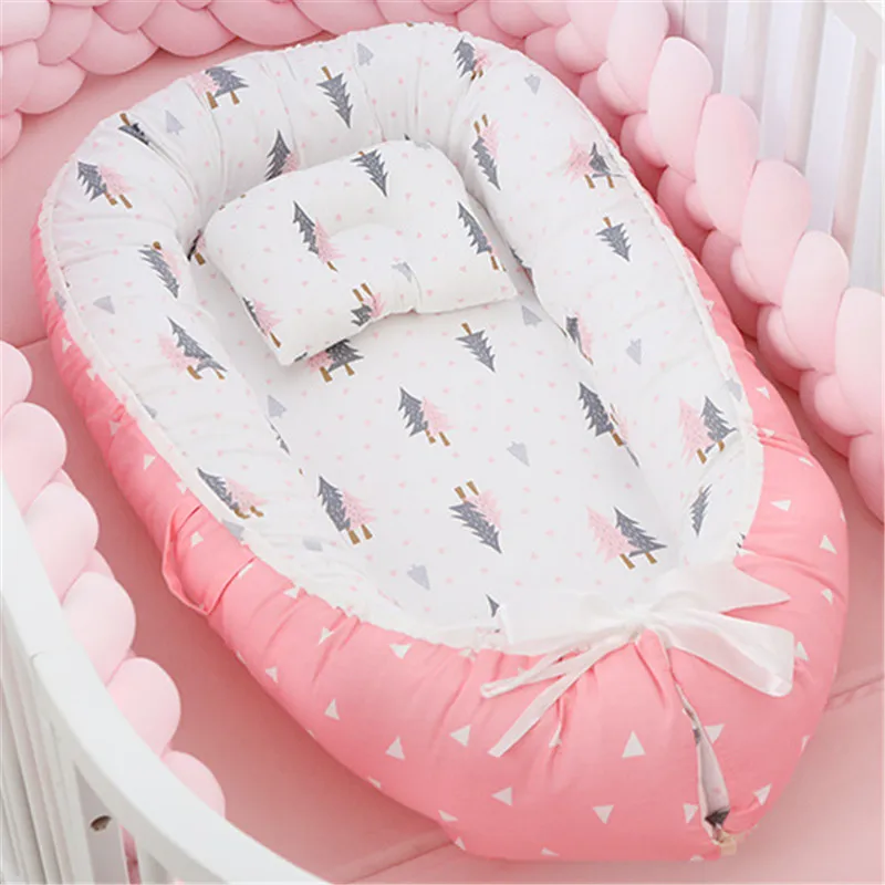 Nido de algodón portátil para bebé de 88x53cm para niños y niñas, cama de viaje, cuna infantil, cuna para recién nacido, Moisés para dormir suave con almohada