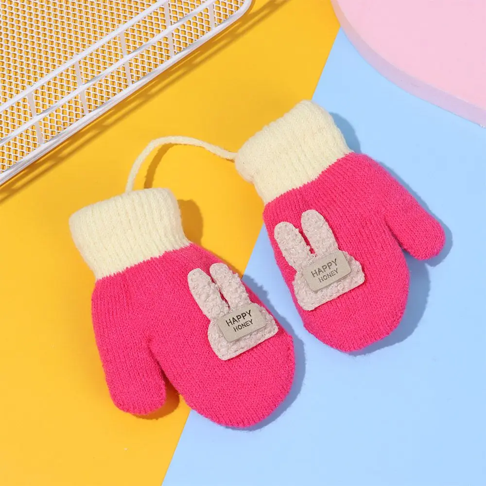 Guantes de mano para bebé de 1 a 6 años, cuerda cálida para niño y niña, manoplas gruesas para niños, manoplas para niños, lindos guantes de punto para invierno - imagen 3