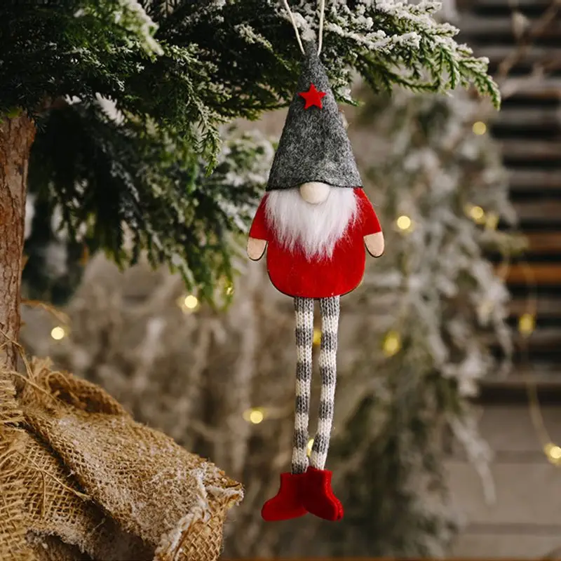Muñeco de Papá Noel de pierna larga para decoración del hogar, juguete colgante de Navidad, árbol, chimenea, 6 piezas - imagen 4
