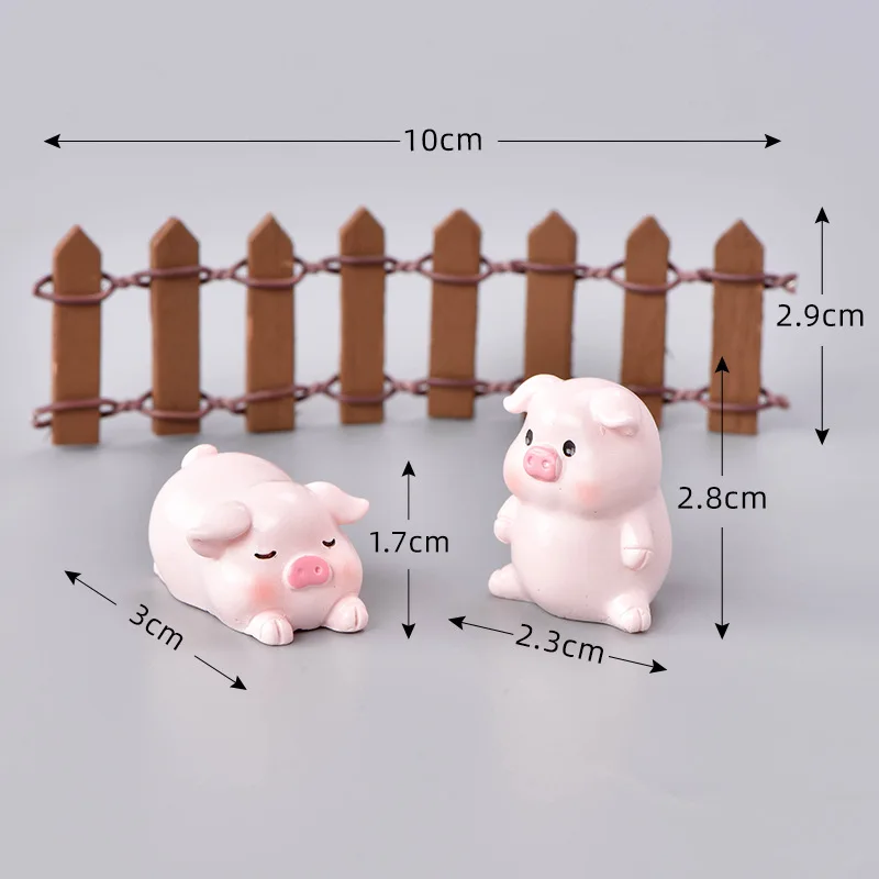 Estatuilla de conejo, cerdo, pollo, zorro, resina, modelo Animal de dibujos animados, decoración del hogar, accesorios de decoración de pastel de jardín de hadas en miniatura - imagen 4