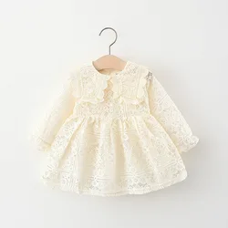 Vestido primer cumpleaños – Encaje blanco manga larga