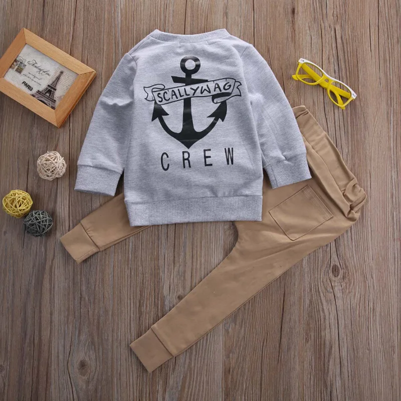 Ropa para niños, trajes, tendencia de primavera y otoño, camiseta de manga larga con letras para bebé, pantalones, 2 uds., trajes de ropa de 3 meses a 4 años, 2021 - imagen 4