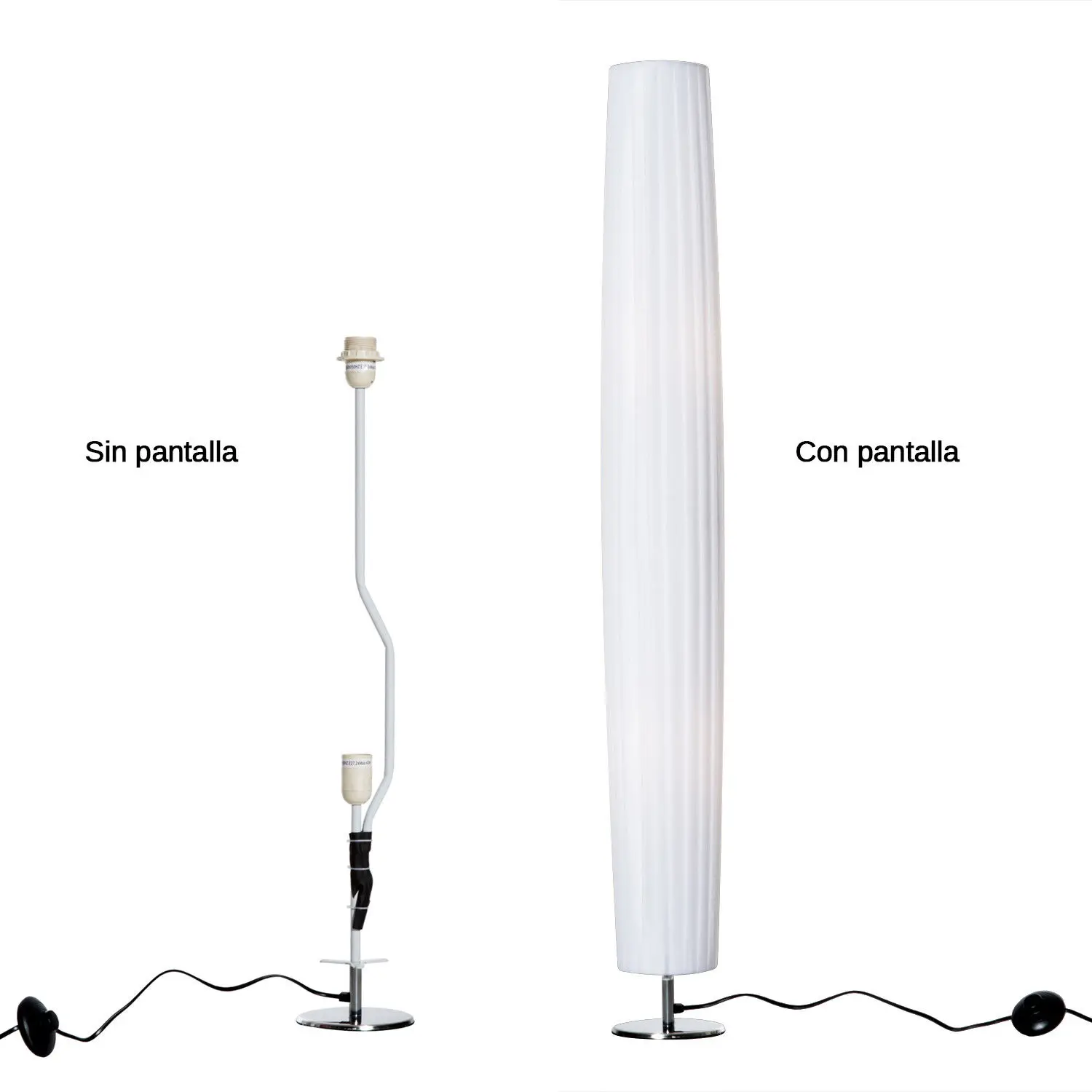 HOMCOM Lámpara de Pie Moderna con 2 Luces E26 40W y Pulsador de Pie con Base de Acero Inoxidable 120cm Color Blanco - imagen 5