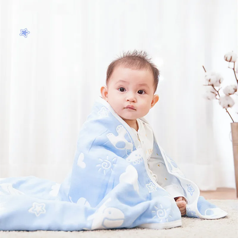 Toalla de gasa de algodón de muselina de 6 capas, manta para niños, Toalla de baño 100% gruesa de alta calidad, 110x110cm, tacto suave para niños - imagen 2