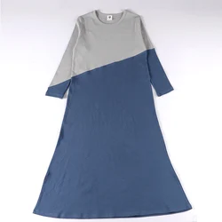 Camisón manga larga niña algodón acanalado contraste primavera verano