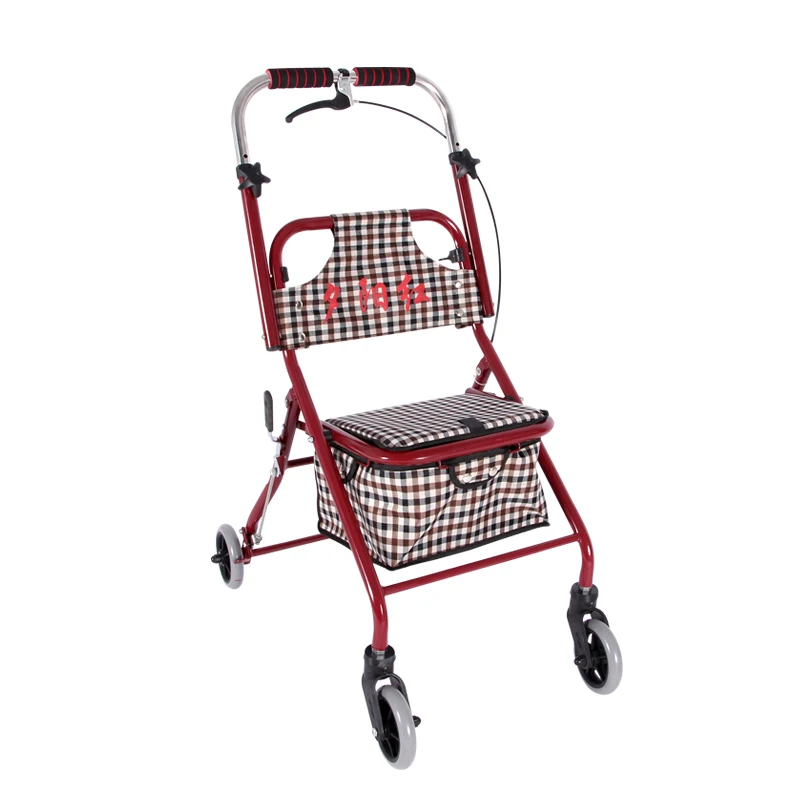 Carro de compras plegable con asiento para mayores, ruedas suaves